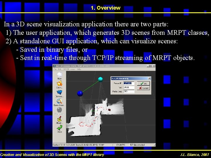 1. Overview In a 3 D scene visualization application there are two parts: 1) 1. Overview In a 3 D scene visualization application there are two parts: 1)