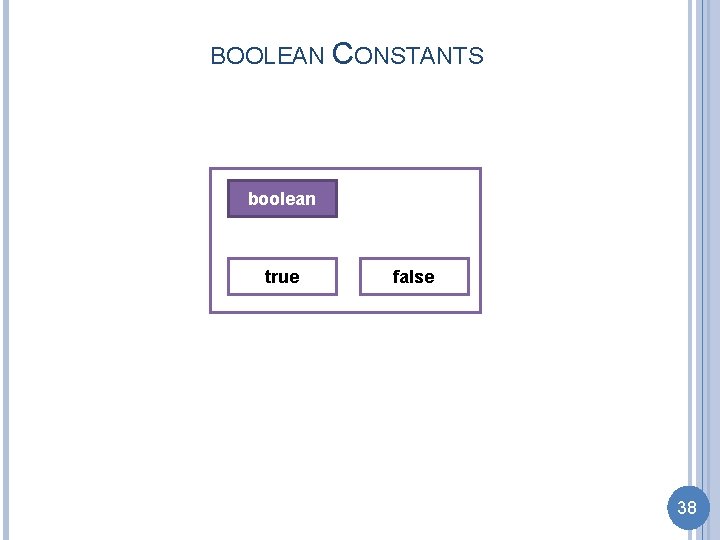 BOOLEAN CONSTANTS boolean true false 38 