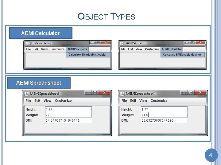 OBJECT TYPES ABMICalculator ABMISpreadsheet 4 