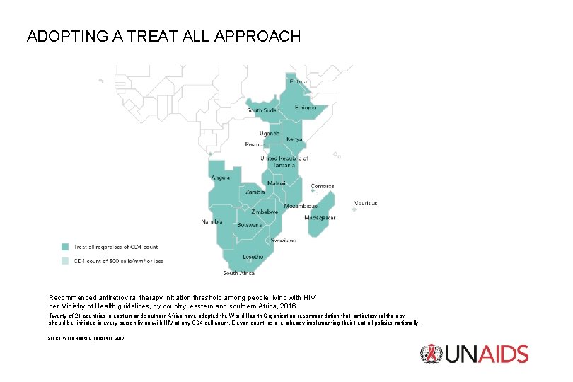 ADOPTING A TREAT ALL APPROACH Recommended antiretroviral therapy initiation threshold among people living with