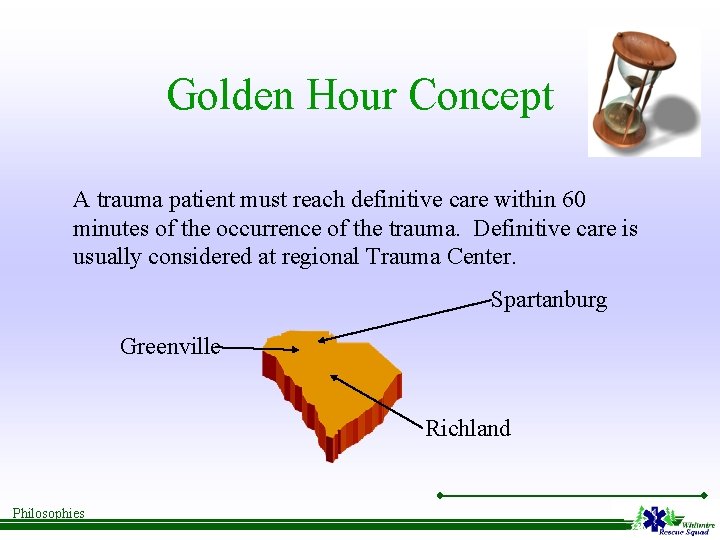 Golden Hour Concept A trauma patient must reach definitive care within 60 minutes of