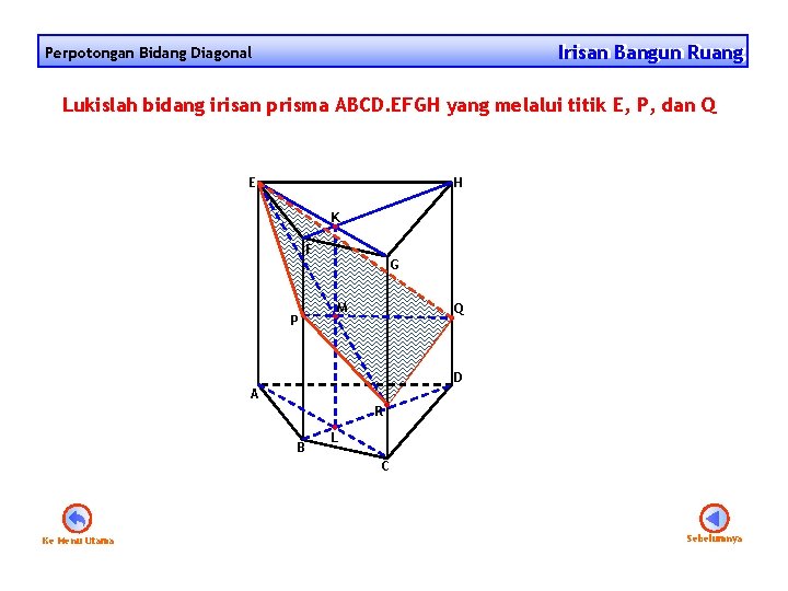 Irisan Bangun Ruang Irisan Perpotongan Bidang Diagonal Lukislah bidang irisan prisma ABCD. EFGH yang