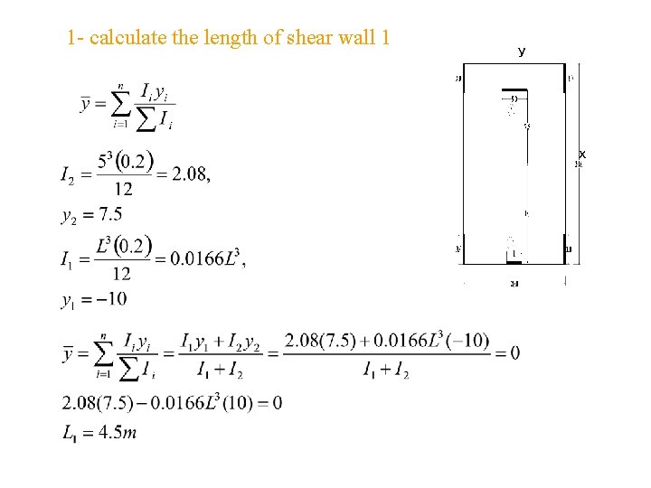 1 - calculate the length of shear wall 1 y x 