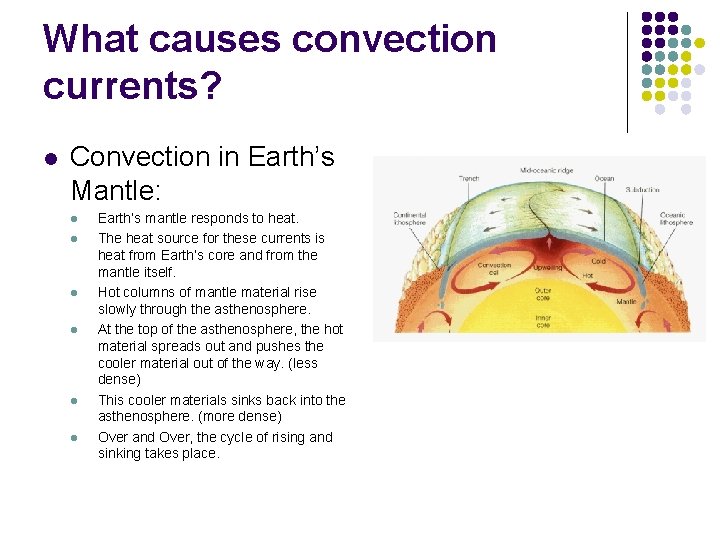 What causes convection currents? l Convection in Earth’s Mantle: l l l Earth’s mantle