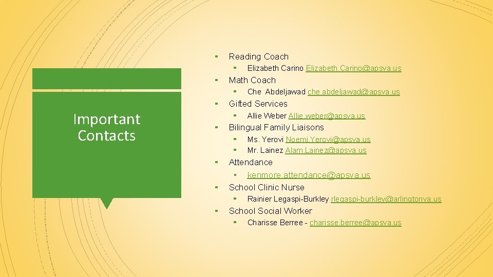 ▪ Reading Coach ▪ ▪ Math Coach ▪ Important Contacts ▪ ▪ Ms. Yerovi