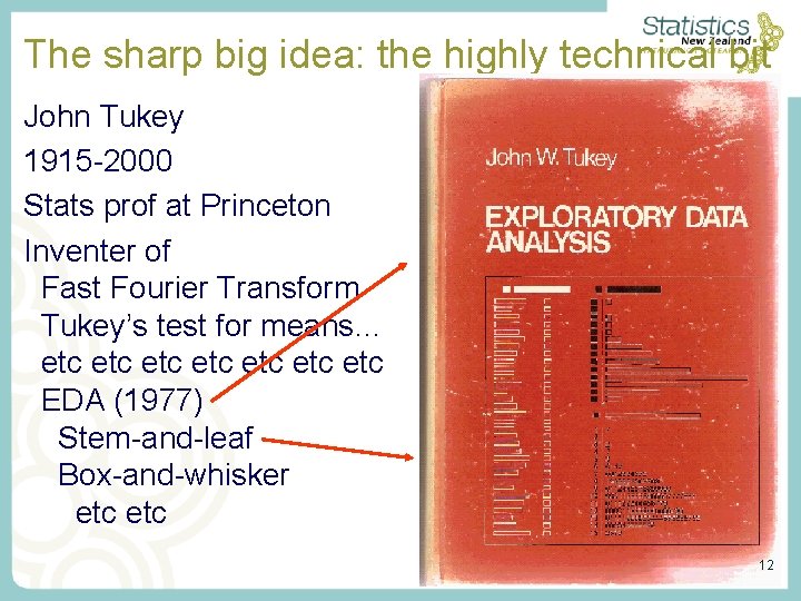 The sharp big idea: the highly technical bit John Tukey 1915 -2000 Stats prof The sharp big idea: the highly technical bit John Tukey 1915 -2000 Stats prof