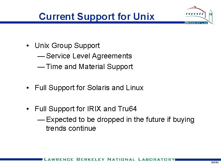 Current Support for Unix • Unix Group Support — Service Level Agreements — Time Current Support for Unix • Unix Group Support — Service Level Agreements — Time