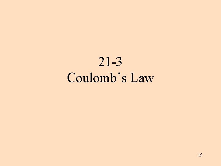 21 -3 Coulomb’s Law 15 