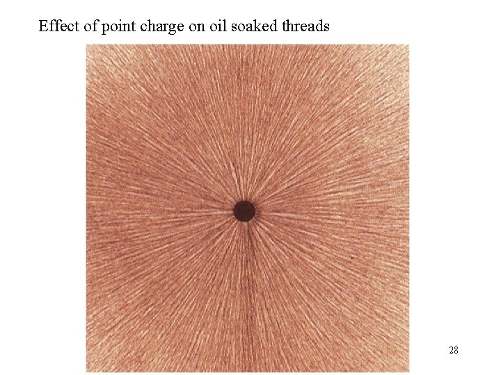 Effect of point charge on oil soaked threads 28 