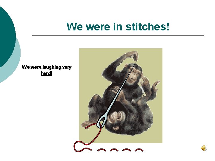 We were in stitches! We were laughing very hard! 