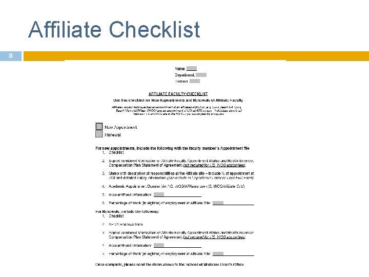 Affiliate Checklist 8 