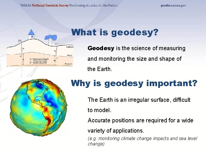What is geodesy? Geodesy is the science of measuring and monitoring the size and