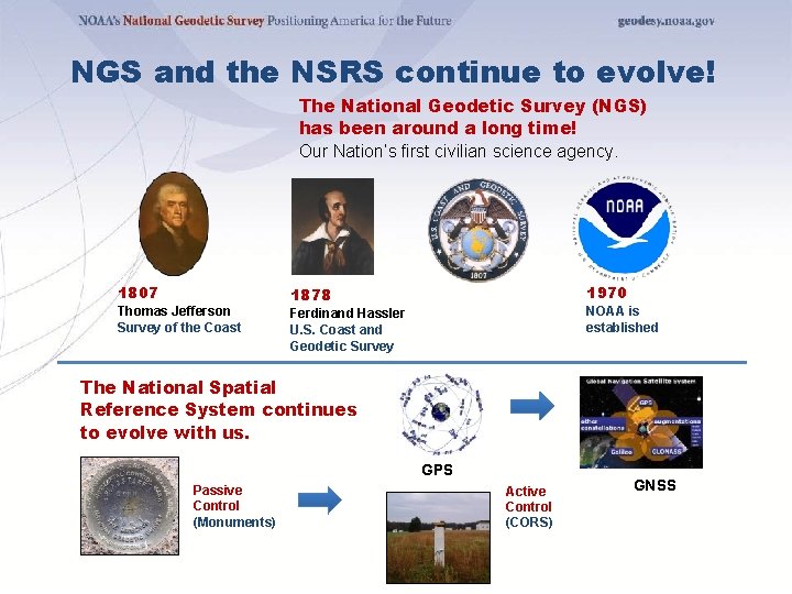 NGS and the NSRS continue to evolve! The National Geodetic Survey (NGS) has been