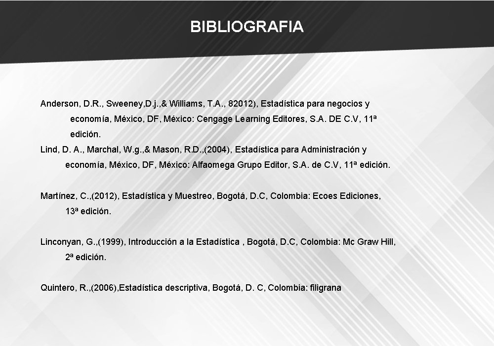 BIBLIOGRAFIA Anderson, D. R. , Sweeney, D. j. , & Williams, T. A. ,