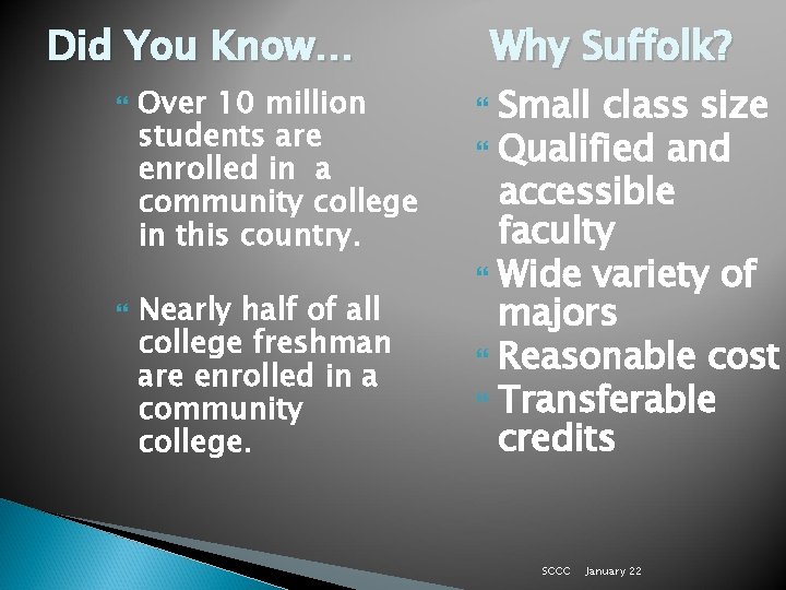 Did You Know… Over 10 million students are enrolled in a community college in