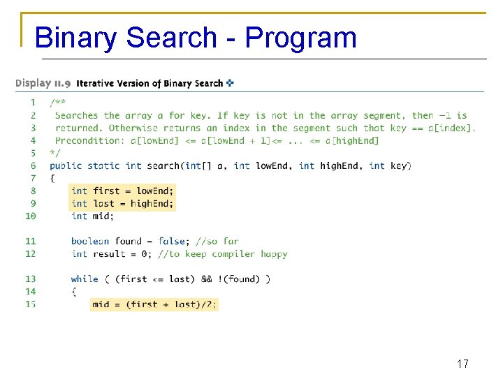 Binary Search - Program 17 