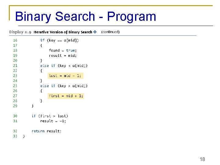 Binary Search - Program 18 