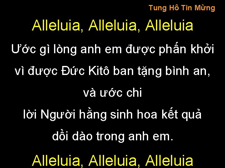 Tung Hô Tin Mừng Alleluia, Alleluia Ước gì lòng anh em được phấn khởi