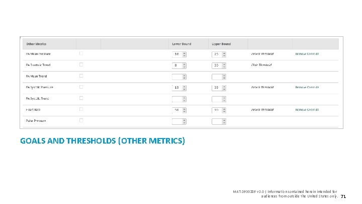 GOALS AND THRESHOLDS (OTHER METRICS) MAT-1900289 v 1. 0 | Information contained herein intended