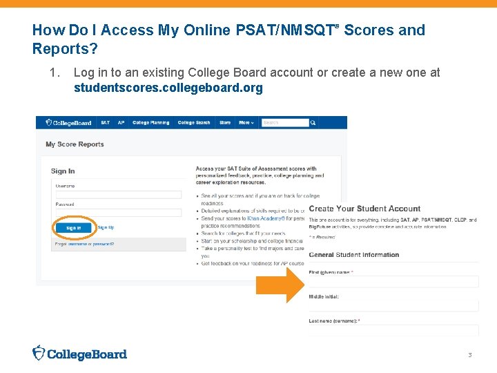 How Do I Access My Online PSAT/NMSQT® Scores and Reports? 1. Log in to