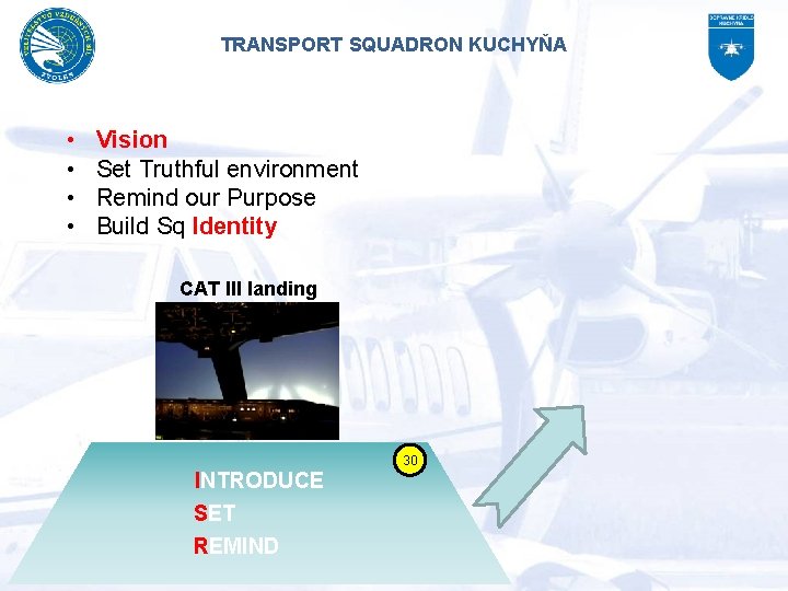 TRANSPORT SQUADRON KUCHYŇA • • Vision Set Truthful environment Remind our Purpose Build Sq