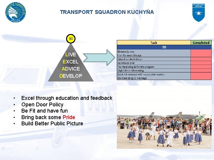 TRANSPORT SQUADRON KUCHYŇA 90 LIVE EXCEL ADVICE DEVELOP • • • Excel through education