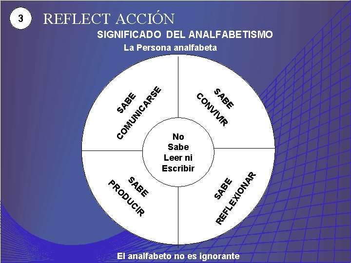 REFLECT ACCIÓN SIGNIFICADO DEL ANALFABETISMO R VI NA R IO EX FL SA O