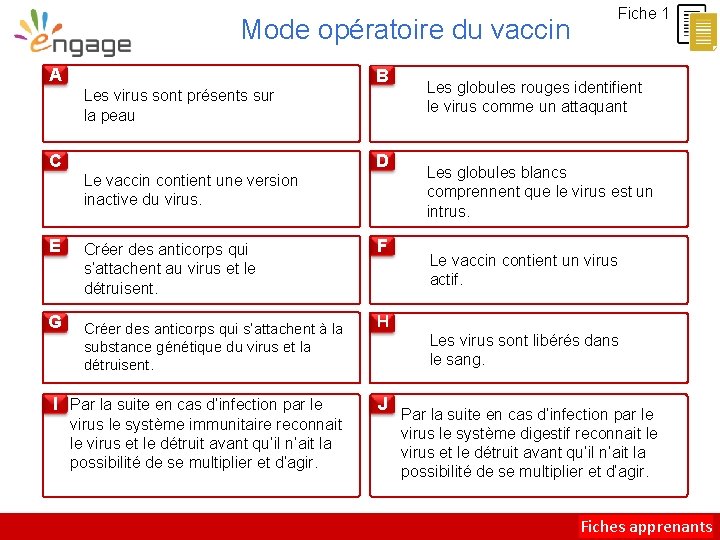 Mode opératoire du vaccin A B Les virus sont présents sur la peau C