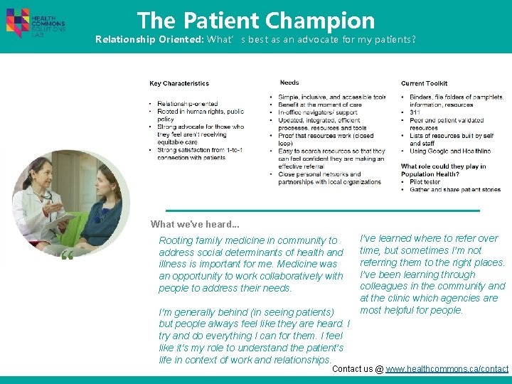 The Patient Champion Relationship Oriented: What’s best as an advocate for my patients? What