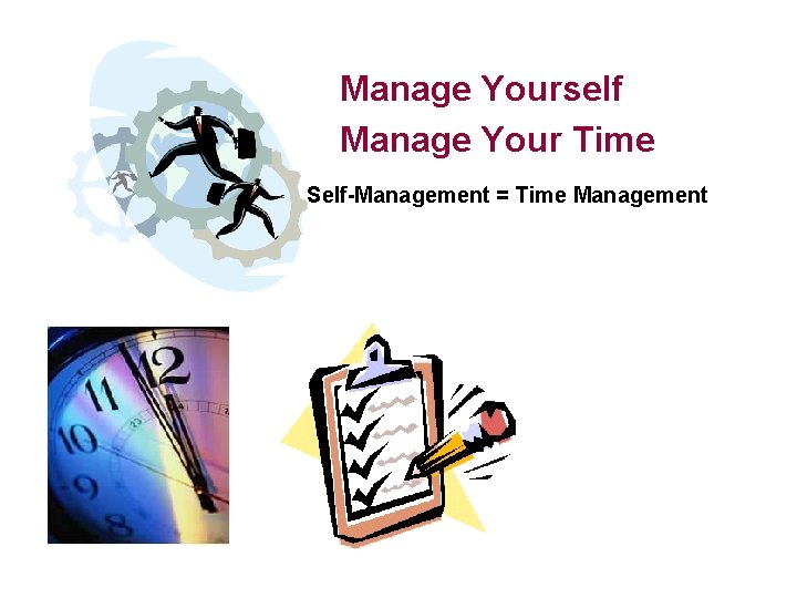 Manage Yourself Manage Your Time Self-Management = Time Management 