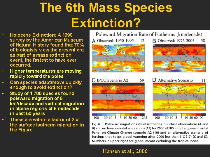 The 6 th Mass Species Extinction? • • • Holocene Extinction: A 1998 survey