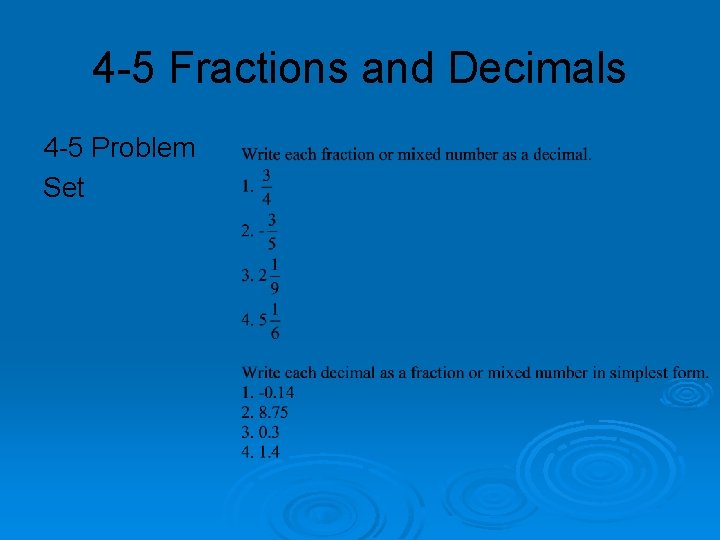 4 5 Fractions and Decimals 4 5 Fractions