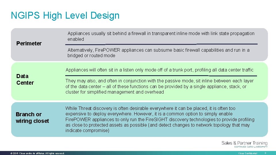 NGIPS High Level Design Perimeter Appliances usually sit behind a firewall in transparent inline