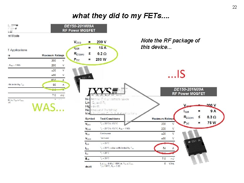 22 what they did to my FETs. . � Note the RF package of 22 what they did to my FETs. . � Note the RF package of