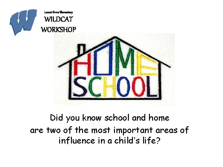 Locust Grove Elementary WILDCAT WORKSHOP Did you know school and home are two of