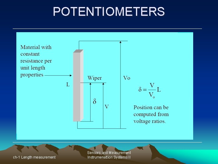 POTENTIOMETERS ch-1 Length measurement Sensors and Measurement Instrumenattion Systems II 