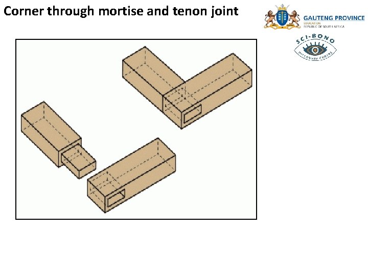 Corner through mortise and tenon joint 