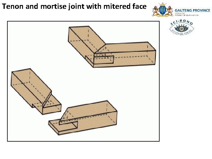 Tenon and mortise joint with mitered face 