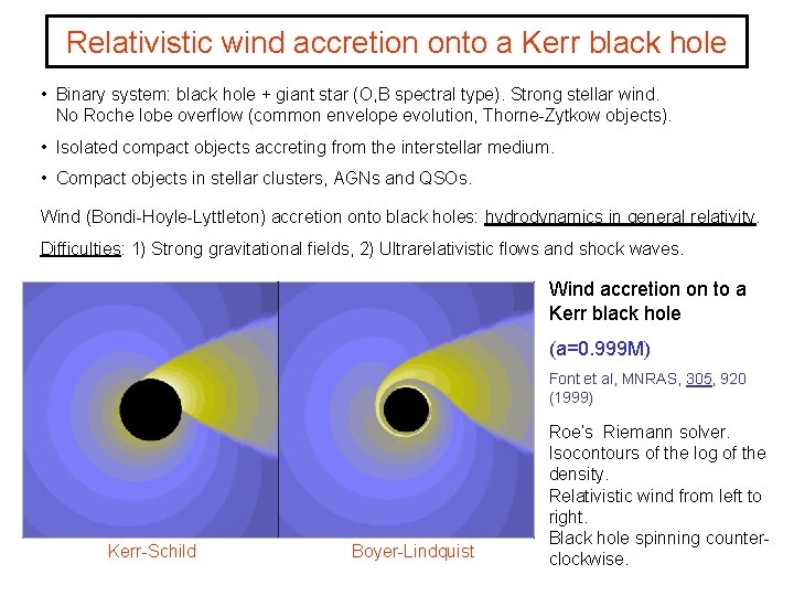 Relativistic wind accretion onto a Kerr black hole • Binary system: black hole +