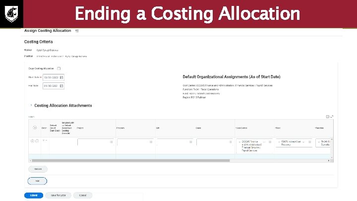 Ending a Costing Allocation 