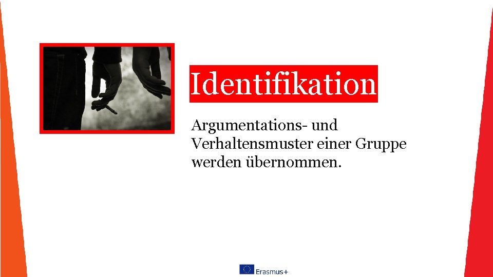 Identifikation Argumentations- und Verhaltensmuster einer Gruppe werden übernommen. 