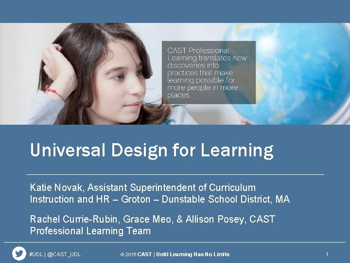 Universal Design for Learning Katie Novak, Assistant Superintendent of Curriculum Instruction and HR –