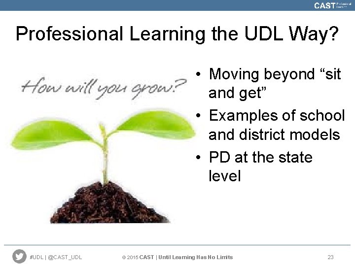 Professional Learning the UDL Way? • Moving beyond “sit and get” • Examples of