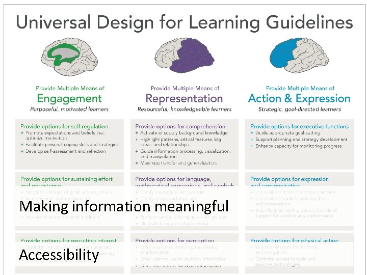 Making information meaningful http: //www. udlcenter. org/sites/udlcenter. org/files/updateguidelines 2_0. pdf Accessibility 9 