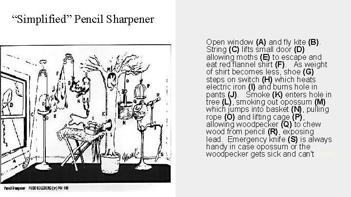 “Simplified” Pencil Sharpener Open window (A) and fly kite (B). String (C) lifts small