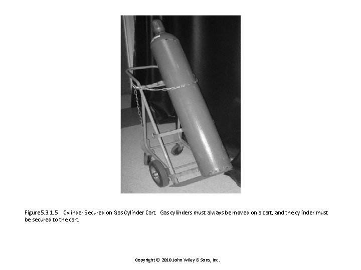 Figure 5. 3. 1. 5 Cylinder Secured on Gas Cylinder Cart. Gas cylinders must