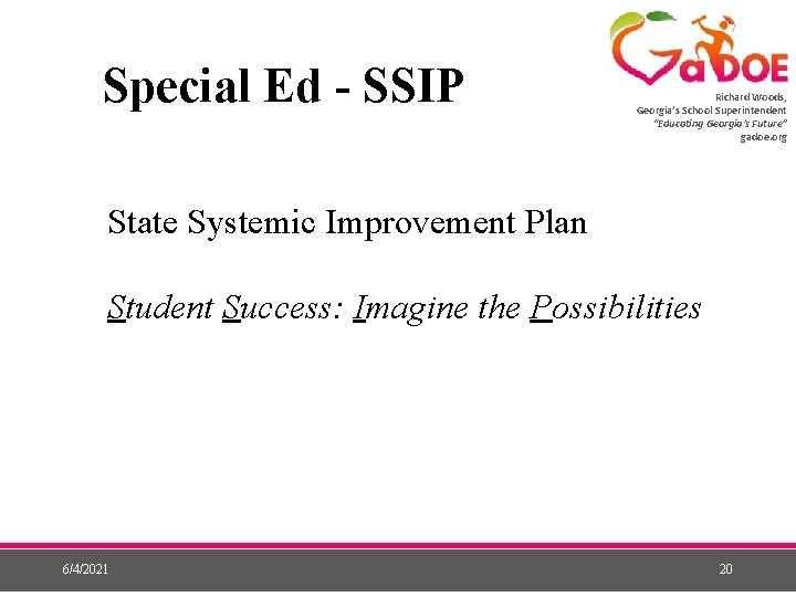 Special Ed - SSIP Richard Woods, Georgia’s School Superintendent “Educating Georgia’s Future” gadoe. org