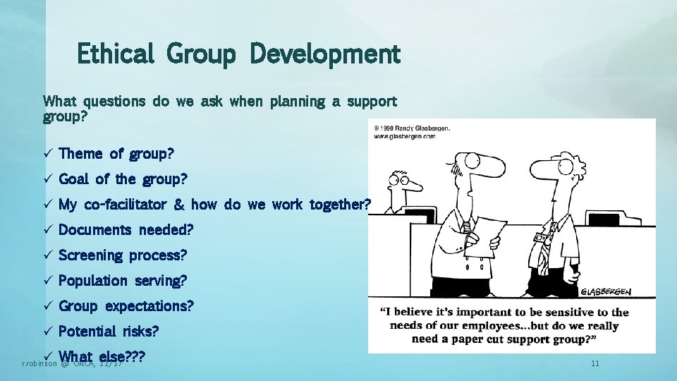 Ethical Considerations of Group Work r robinson ORCA