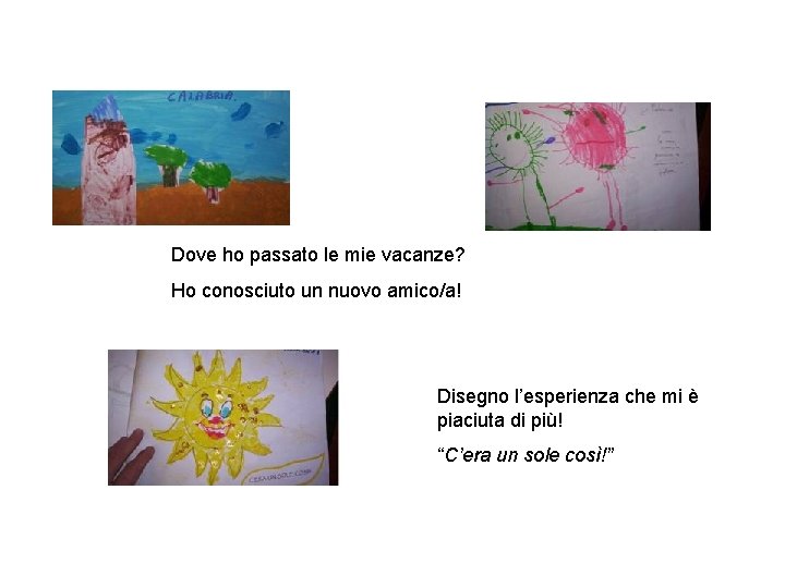 Dove ho passato le mie vacanze? Ho conosciuto un nuovo amico/a! Disegno l’esperienza che