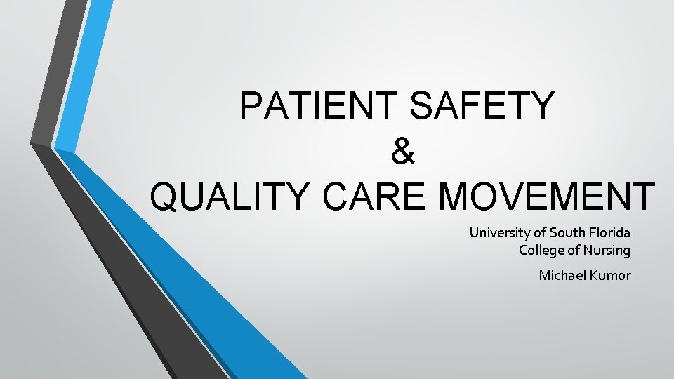 PATIENT SAFETY & QUALITY CARE MOVEMENT University of South Florida College of Nursing Michael